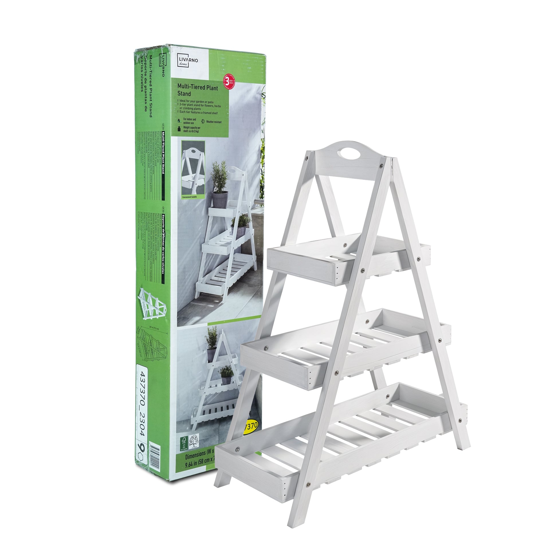 Livarno 3-Tier Multi-Tiered Plant Stand – White Wooden Indoor/Outdoor –  Beram.ae