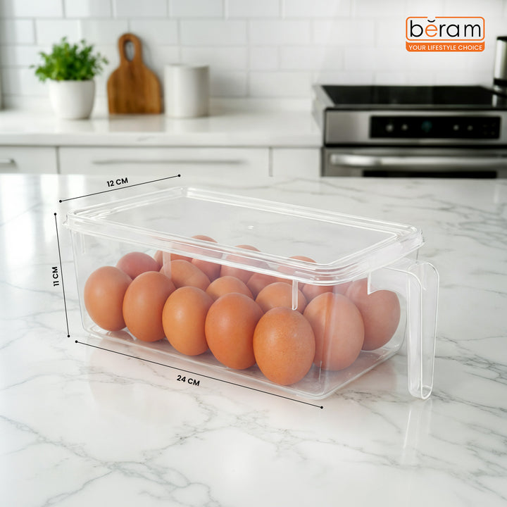 Beram Multi-Purpose Fridge Storage Box – Airtight Vegetable & Fruit Container PP Container with Locking Lid Refrigerator Pantry & Kitchen Organizer Box Stackable Fresh Storage Container