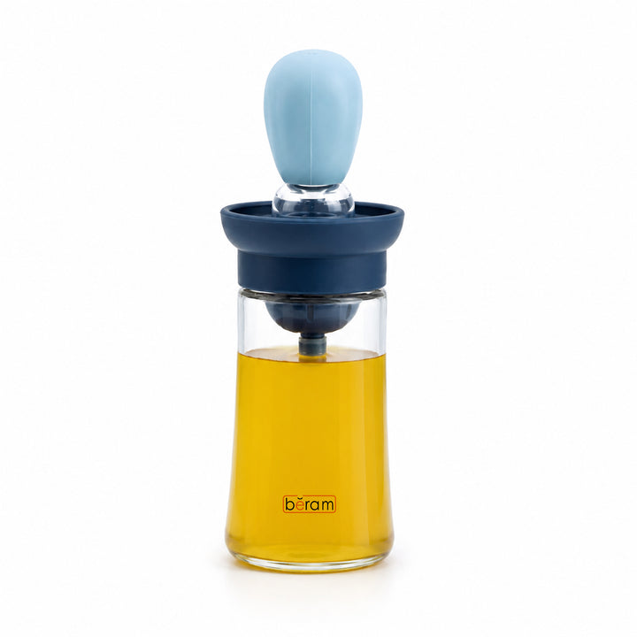Beram Oil Dispenser Bottle with Barbecue Brush for Oil Vinegar or Sauce Glass Storage Container with Silicone Basting Brush for Kitchen Cooking Baking Grilling and Air Fryer Use Non Drip Leakproof Design