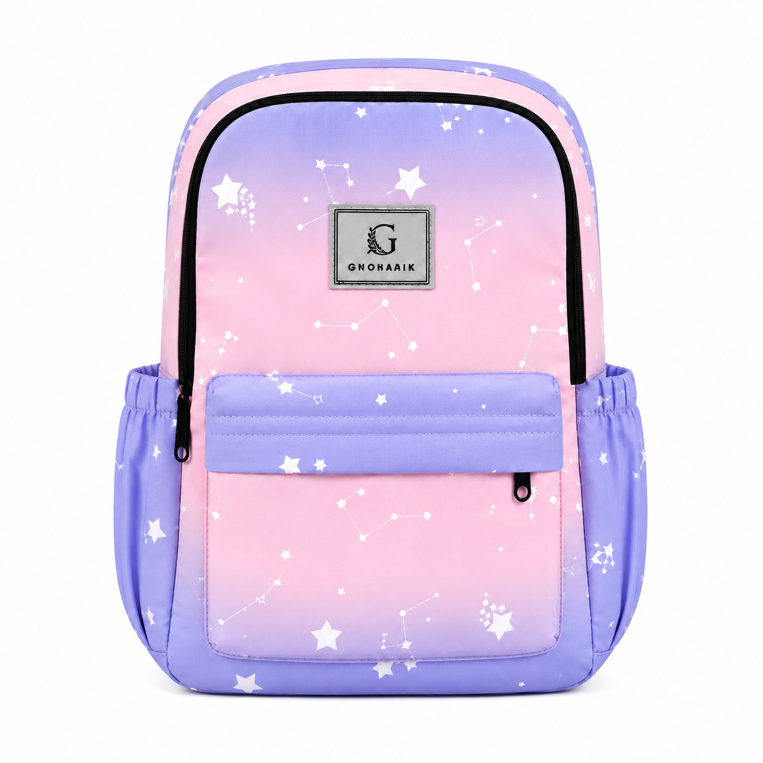 17 Inch Pastel Galaxy School Backpack Lightweight Multi-Pocket Bookbag with Large Capacity Polyester Adjustable  Everyday Backpack for School Study Travel Office & Outdoor Use