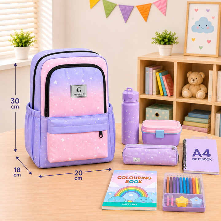17 Inch Pastel Galaxy School Backpack Lightweight Multi-Pocket Bookbag with Large Capacity Polyester Adjustable  Everyday Backpack for School Study Travel Office & Outdoor Use