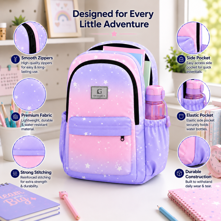 17 Inch Pastel Galaxy School Backpack Lightweight Multi-Pocket Bookbag with Large Capacity Polyester Adjustable  Everyday Backpack for School Study Travel Office & Outdoor Use