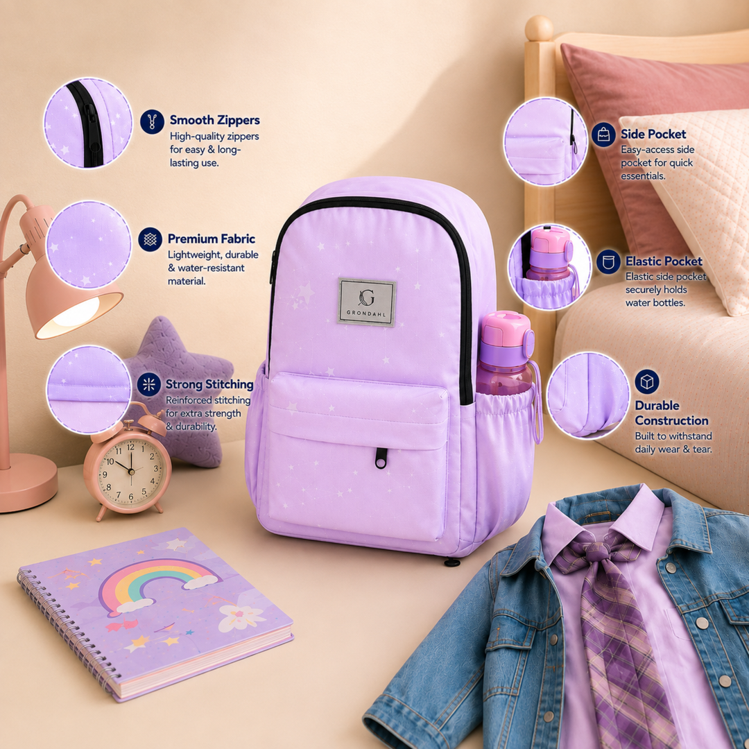 17 Inch Pastel Galaxy School Backpack Lightweight Multi-Pocket Bookbag with Large Capacity Polyester Adjustable  Everyday Backpack for School Study Travel Office & Outdoor Use