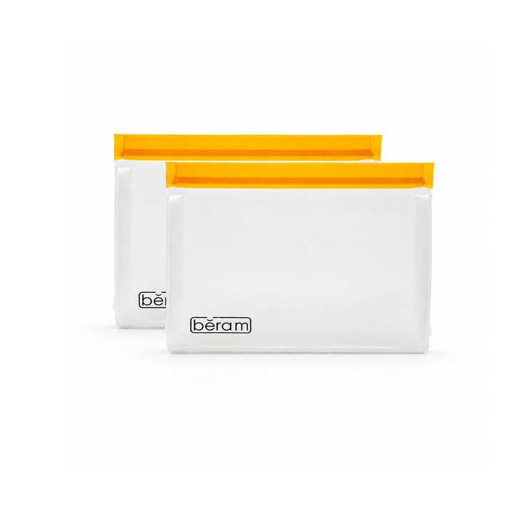 BERAM Reusable Storage Bags Standing Ziploc Containers Dishwasher Safe Leak Proof BPA Free PEVA Material Freezer Safe Lunch and Sandwich Bags Food Safe Picnic and Travel Bags