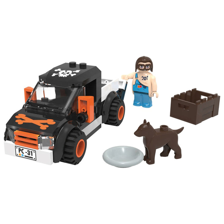 Playtive Pickup Building Set – 77-Piece Off-Roader Brick Toy with Movable Tailgate, Mini-Figure & Dog – Compatible with All Standard Building Bricks – Creative Construction Play Set for Kids Ages 5+ – TÜV & GS Certified – Engineered by Playtive CLIPPYS