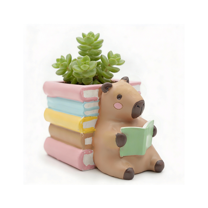 Reading 2Pcs Set Pig and Puppy Design Flower Pot Polyresin Decorative Planter for Succulents Mini Plants Indoor Outdoor Home Office Desk Décor Pen Pencil Holder Propagator Kit