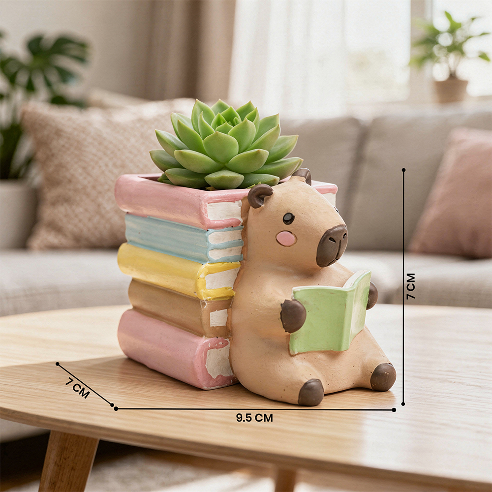 Reading 2Pcs Set Pig and Puppy Design Flower Pot Polyresin Decorative Planter for Succulents Mini Plants Indoor Outdoor Home Office Desk Décor Pen Pencil Holder Propagator Kit