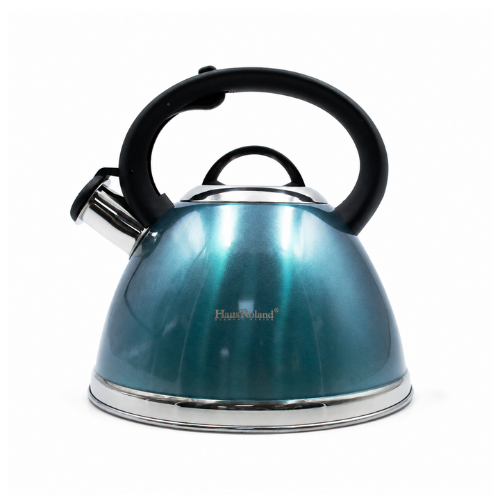 Haus Roland Whistling Kettle, Stainless Steel Tea Kettle, 3 Liters, Whistling Teapot, Ergonomic Handle, Tea Kettle Lid with Nylon Knob, Suitable For Induction and Gas