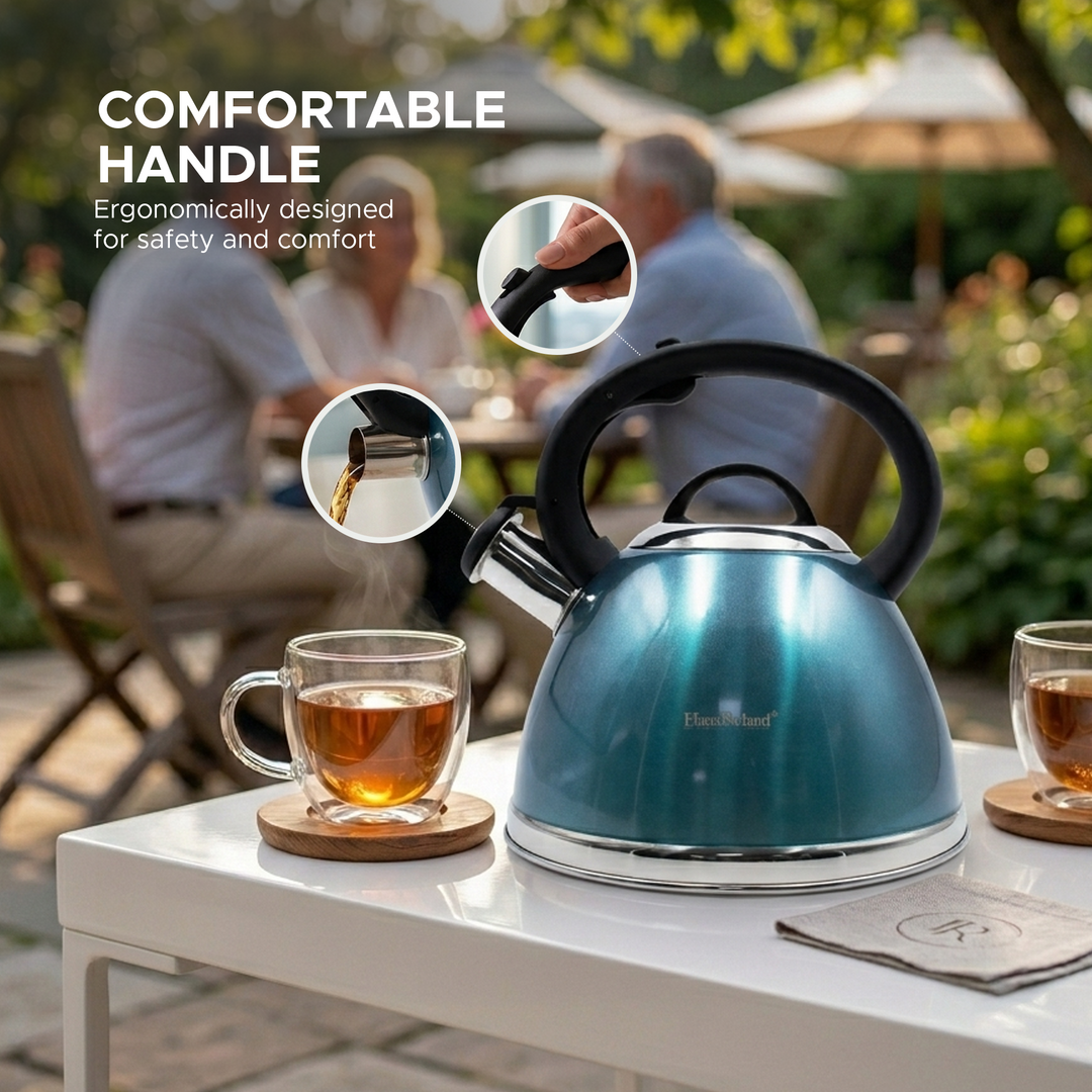 Haus Roland Whistling Kettle, Stainless Steel Tea Kettle, 3 Liters, Whistling Teapot, Ergonomic Handle, Tea Kettle Lid with Nylon Knob, Suitable For Induction and Gas