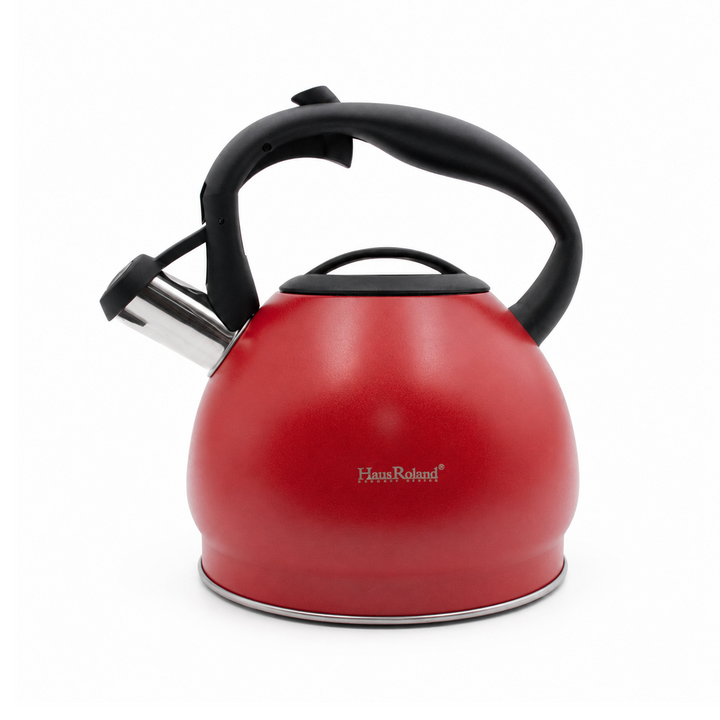 Haus Roland Whistling Kettle, Stainless Steel Tea Kettle, 3 Liters, Whistling Teapot, Ergonomic Handle Teapot, Lid with Nylon Knob, Suitable For Induction and Gas., Full Matte Design