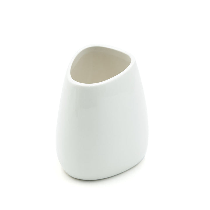 BERAM Bathroom Accessory Set 4pcs Ceramic Plain Pear look Countertop Set with Elegant Glossy Decor Accessories with Liquid Dispenser, 2Bathroom Tumblers & Soap Dish (WHITE) (4 Pcs Set)