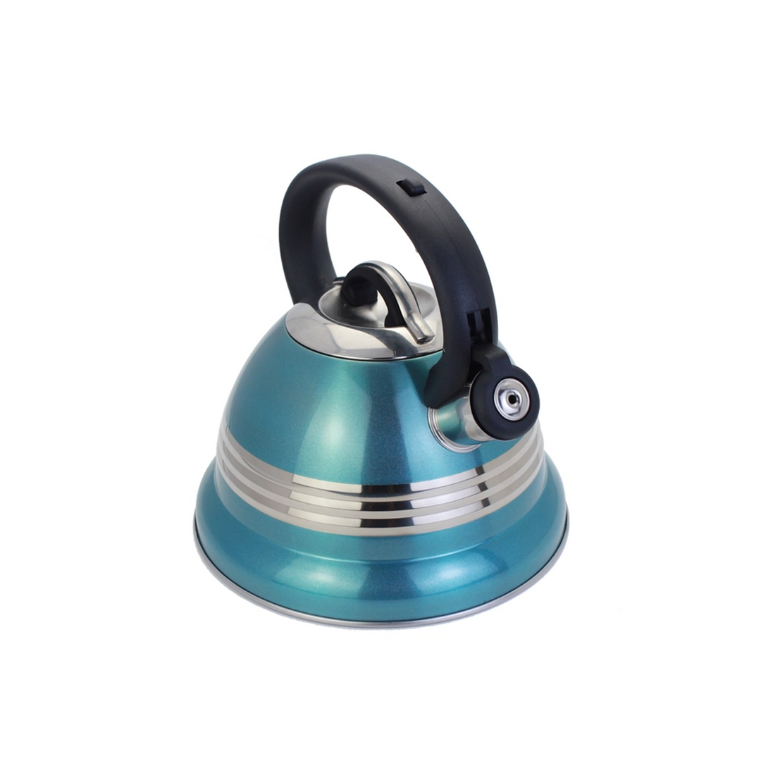 Haus Roland Stainless Steel Tea Kettle, 3 Litres, Whistling Teapot, Stove Top, Stone Finish, Anti-Hot Handle, Anti-Rust, Loud Whistle, Fast Boiling Kitchen Utensil