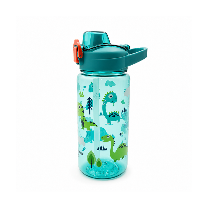 Beram Kids Plastic Water Bottle 600ml – BPA Free Leak Proof Drinking Bottle with Flip Lock Lid  Cute Cartoon Design Lightweight School Water Bottle for Boys & Girls