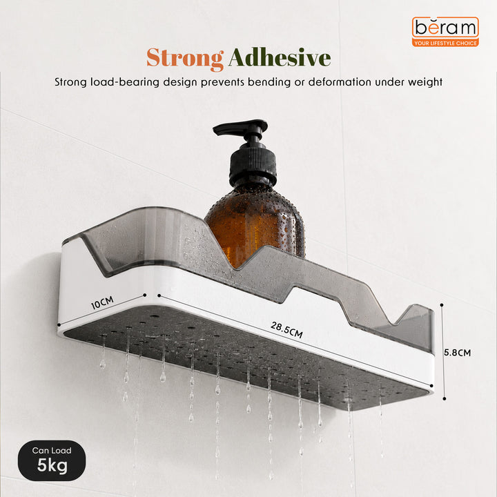 Beram Bathroom Storage Rack One-Layer Corner Shelf Organizer Waterproof Wall-Mounted Caddy for Toiletries Strong Adhesive Mount  Easy Clean  Minimalist Space Saver Bathroom Accessories