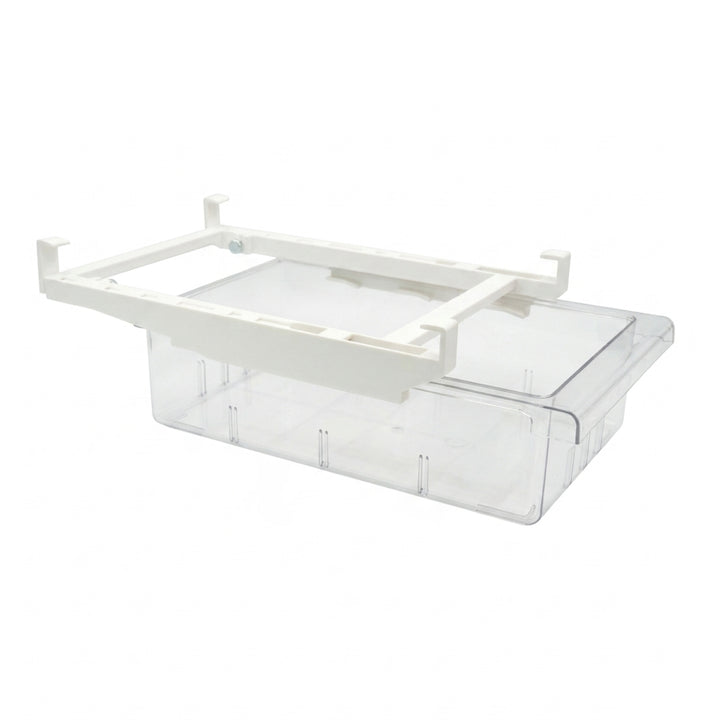 Beram Pull-Out Refrigerator Drawer Extendable Organizer Box Rectangular Fridge Under Shelf Organizer Bin PET ABS Iron Sliding Storage Box for Cheese Deli Meat Drinks Fruits & Vegetables