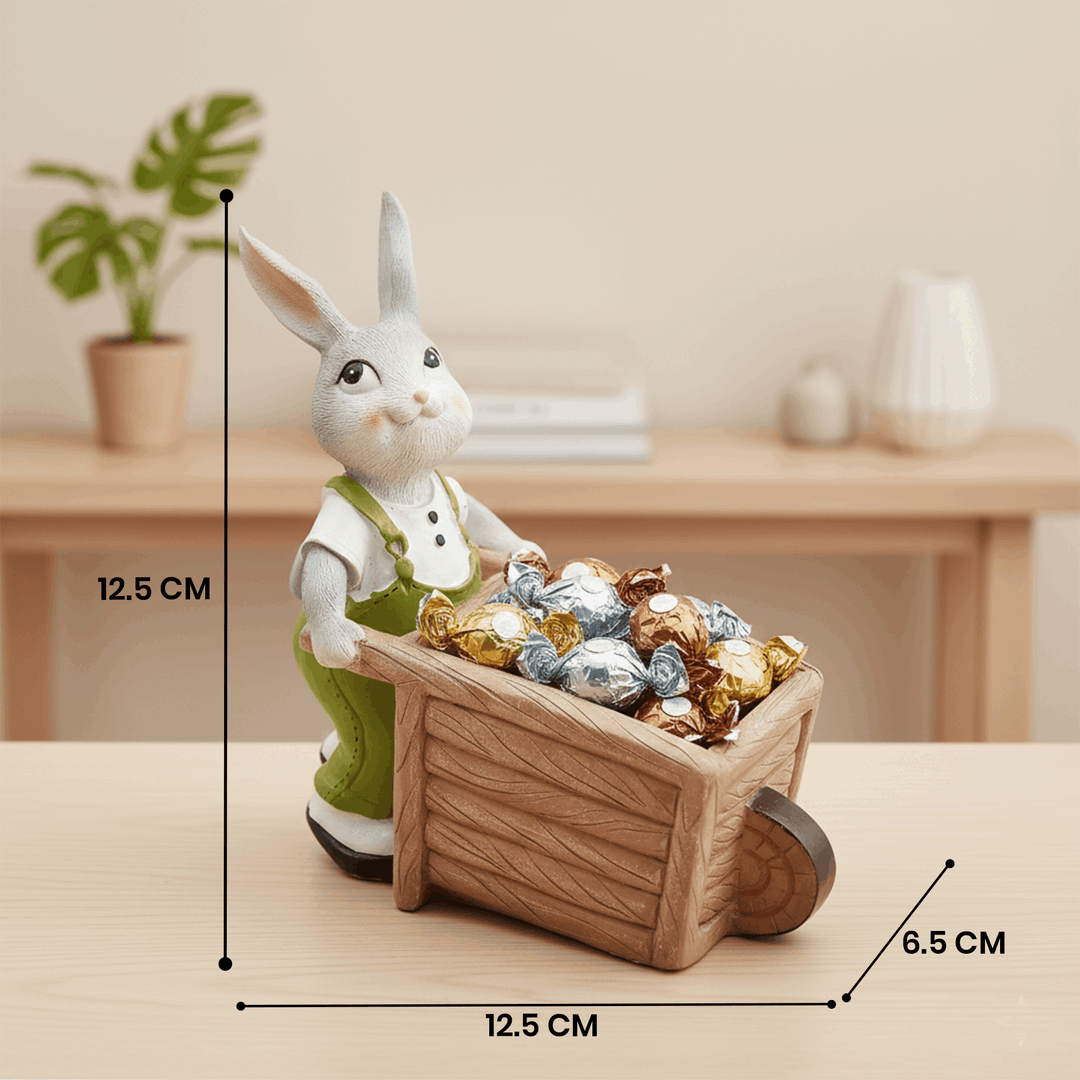 Little Gardener Set Rabbit Bunny Puppy Planter Polyresin Decorative Flower Pot Cute Animal Succulent Planter Cart Design Indoor Outdoor Garden Table Home Office Decor Propagator Kit Gift Set