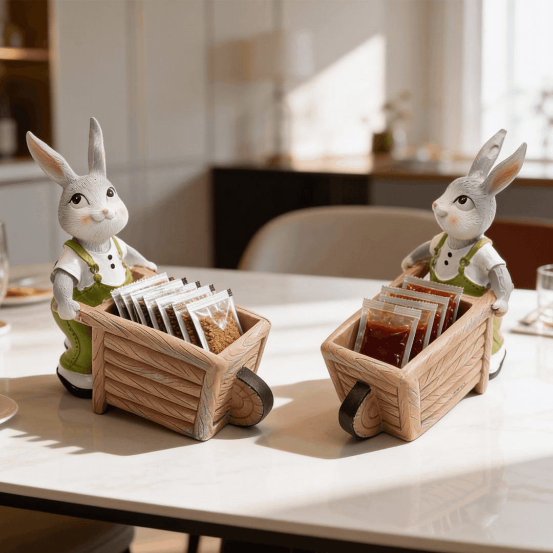 Little Gardener Set Rabbit Bunny Puppy Planter Polyresin Decorative Flower Pot Cute Animal Succulent Planter Cart Design Indoor Outdoor Garden Table Home Office Decor Propagator Kit Gift Set