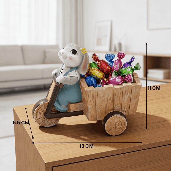 Little Gardener Set Rabbit Bunny Puppy Planter Polyresin Decorative Flower Pot Cute Animal Succulent Planter Cart Design Indoor Outdoor Garden Table Home Office Decor Propagator Kit Gift Set