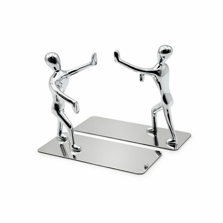 BERAM Bookends Set of 2 Heavy Metal Book Ends Modern Human Figurine Design Anti Slip Sturdy Book Holder for Home Office and Library Decor Bookshelf Organizer