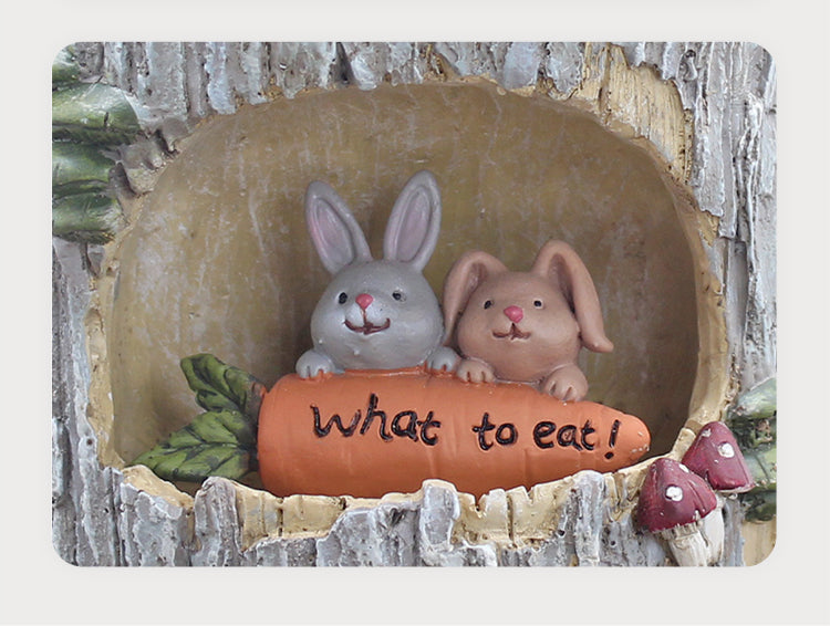 Woodland Animal Planter Set Polyresin Decorative Flower Vase Cute Squirrel Bunny and Bear Succulent Pots Tree Trunk Design Indoor Outdoor Home Garden Decor Pen Pencil Holder Gift Epoxy Coated Finishing