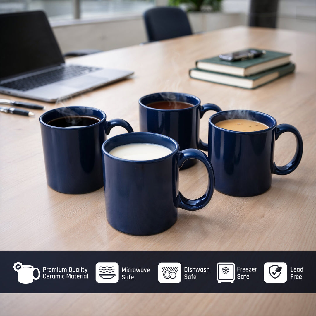 RAK Blue Ceramic Mug 330ml Modern Glossy Finish Durable Ceramic Coffee and Teacup Microwave and Dishwasher Safe for Home and Office Kitchen Use