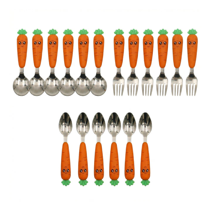 BERAM Rabbit Rapier Children’s Cutlery Set  Carrot Design Handles, Stainless Steel Flatware, 18/10 Grade Stainless Steel Kitchen Set, Compact Size Tableware Set for Toddlers