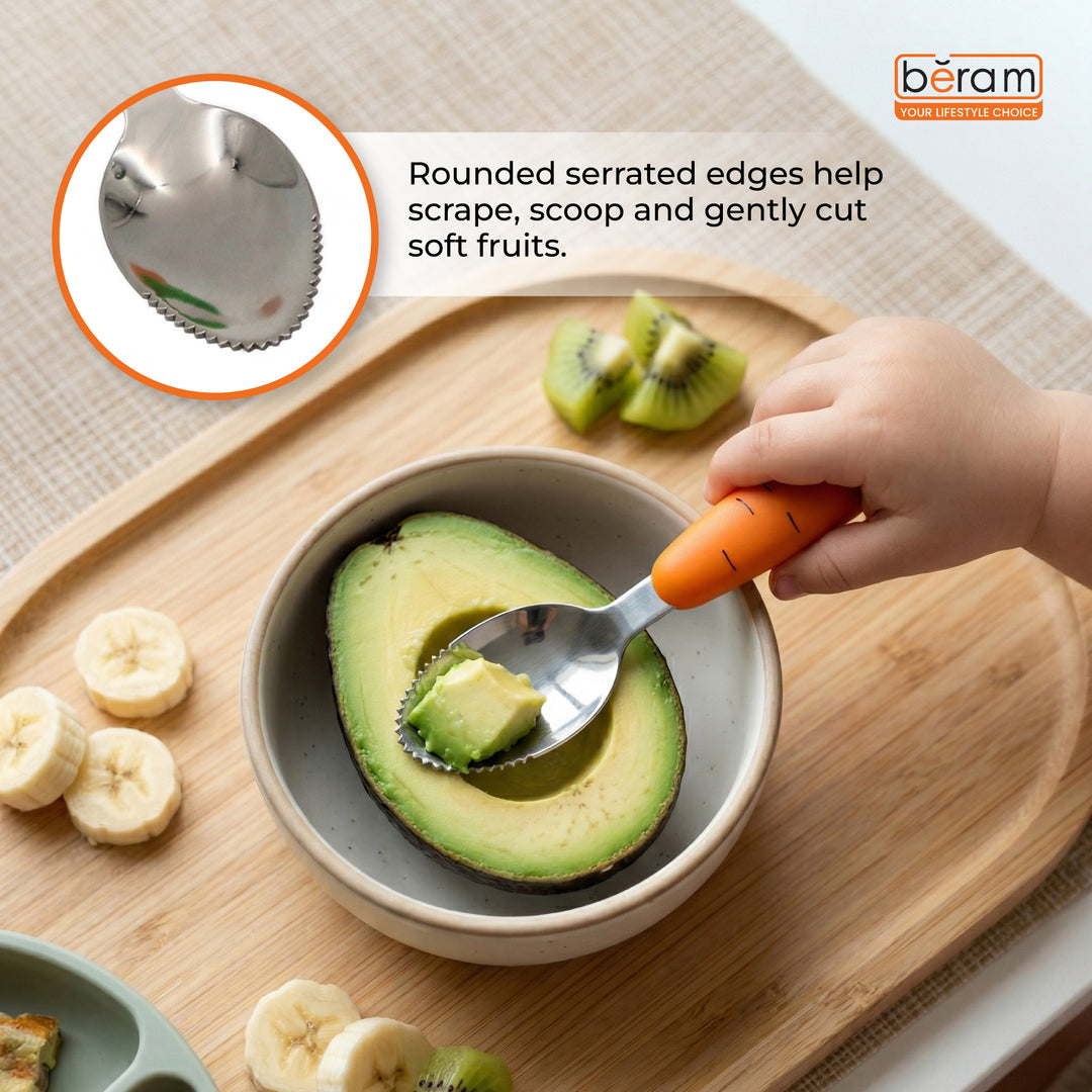 BERAM Rabbit Rapier Children’s Cutlery Set  Carrot Design Handles, Stainless Steel Flatware, 18/10 Grade Stainless Steel Kitchen Set, Compact Size Tableware Set for Toddlers