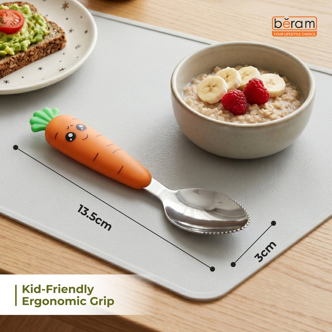 BERAM Rabbit Rapier Children’s Cutlery Set – 18/10 Stainless Steel Flatware with Cute Carrot Design Handles – Compact Size Tableware Set for Toddlers and Kids