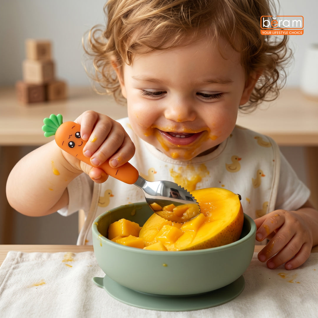 BERAM Rabbit Rapier Children’s Cutlery Set – 18/10 Stainless Steel Flatware with Cute Carrot Design Handles – Compact Size Tableware Set for Toddlers and Kids