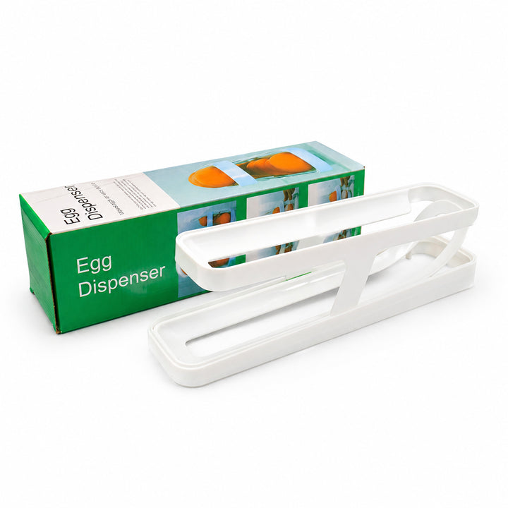 Beram Rolling Egg Dispenser – White 2-Tier Egg Holder Organizer Tray Rack Gravity-Fed Auto-Roll Egg Storage Container for Fridge & Countertop Holds 12–14 Eggs Durable GPPS + HIPS Mate