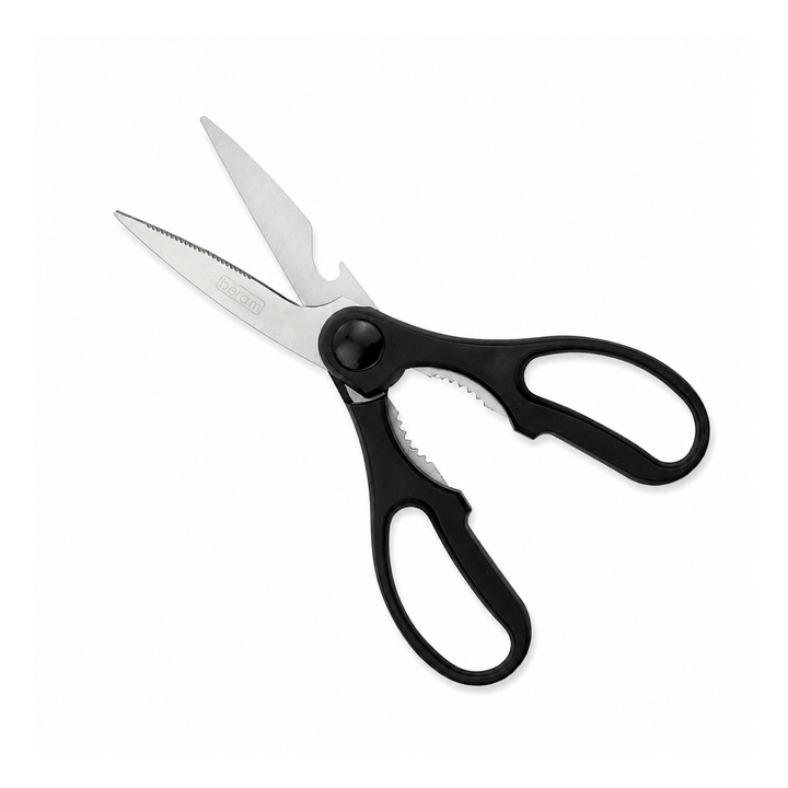 BERAM Multipurpose Kitchen Shears with Nutcracker and Can Opener Heavy Duty 2CR13 Stainless Steel Blades Sharp Rustproof Scissors for Cooking and Household Use