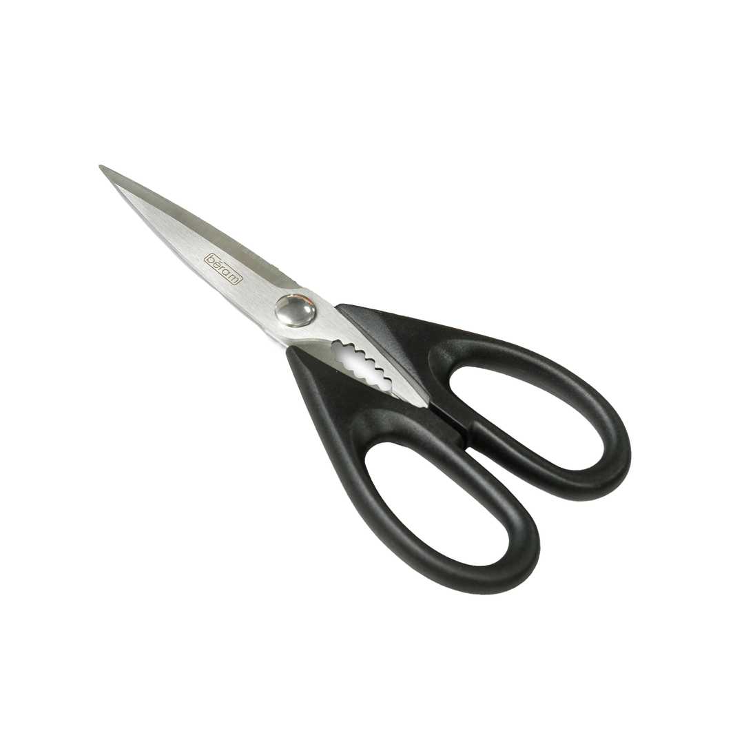 BERAM 9 Inch Kitchen Scissors with Nutcracker Full Black 2CR13 Stainless Steel Blades Ergonomic Heavy Duty Multipurpose Shears for Cooking Food Preparation and Household Use