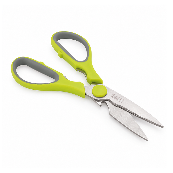 BERAM Multipurpose Kitchen Shears with Nutcracker and Can Opener Heavy Duty 2CR13 Stainless Steel Blades Sharp Rustproof Scissors for Cooking and Household Use