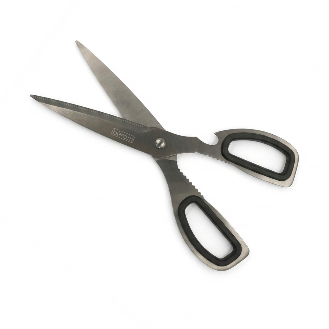 BERAM Multipurpose Kitchen Shears with Nutcracker and Can Opener Heavy Duty 2CR13 Stainless Steel Blades Sharp Rustproof Scissors for Cooking and Household Use