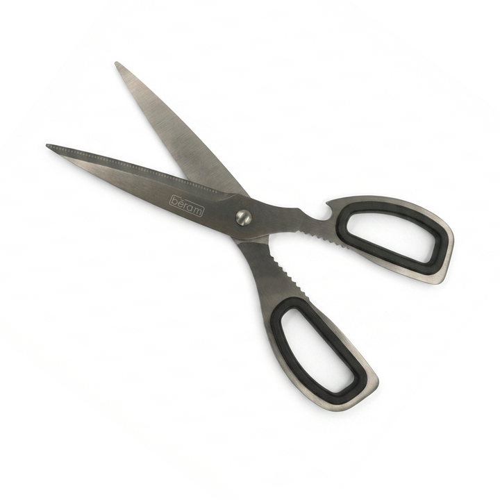 BERAM Multipurpose Kitchen Shears with Nutcracker and Can Opener Heavy Duty 2CR13 Stainless Steel Blades Sharp Rustproof Scissors for Cooking and Household Use
