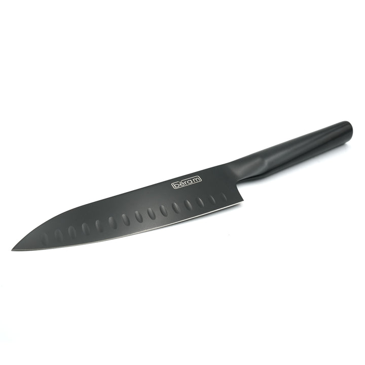 BERAM 7 Inch  Santoku Knife Black Oxide Coated Blade 3CR13 Stainless Steel with SS430 handle Non Stick Scratch Resistant Durable Modern Knife Chopping Slicing Mincing Easy to Clean Cooking Tool