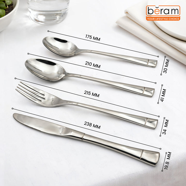 BERAM Silver Savour Cutlery Set  Elegant Stainless Steel, 18/10 Grade Kitchen Utensils Set, Tableware Set for Home, Restaurants