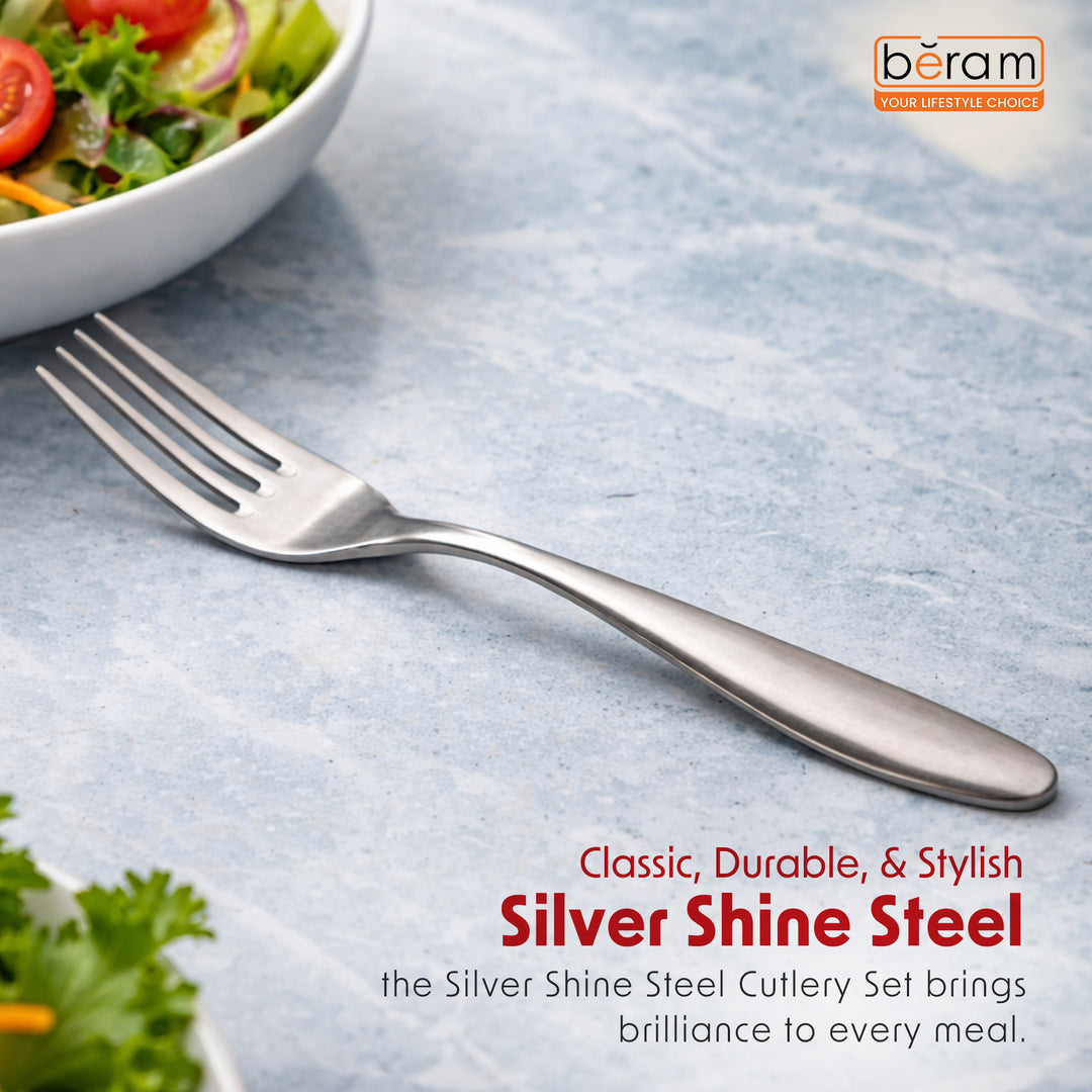 BERAM Silver Shine Steel Cutlery 18/10 Stainless Steel Flatware Polished Silver Tableware for Home, Restaurants & Hotels – Premium Kitchen Utensils Set