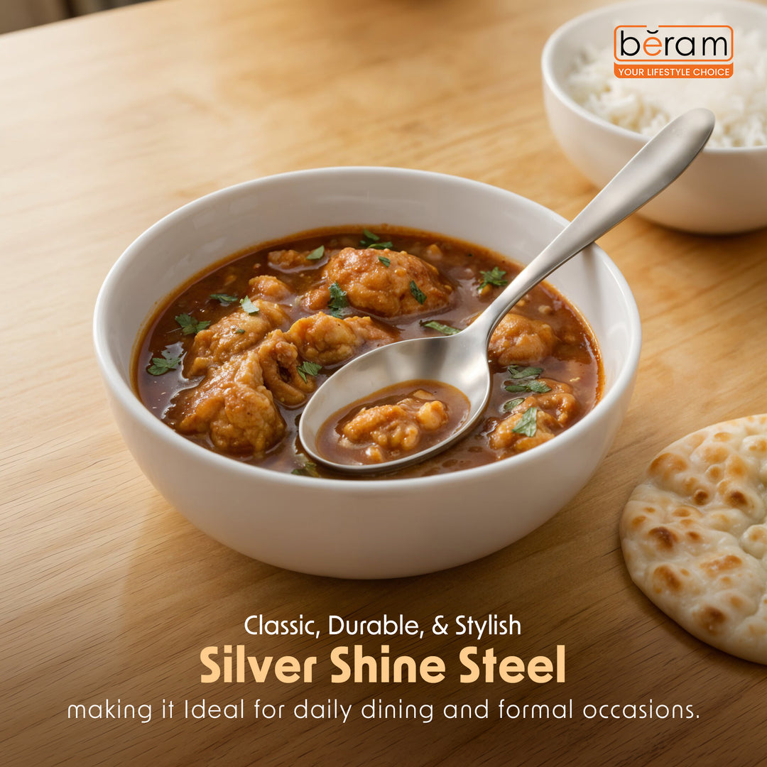 BERAM Silver Shine Steel Cutlery 18/10 Stainless Steel Flatware Polished Silver Tableware for Home, Restaurants & Hotels – Premium Kitchen Utensils Set