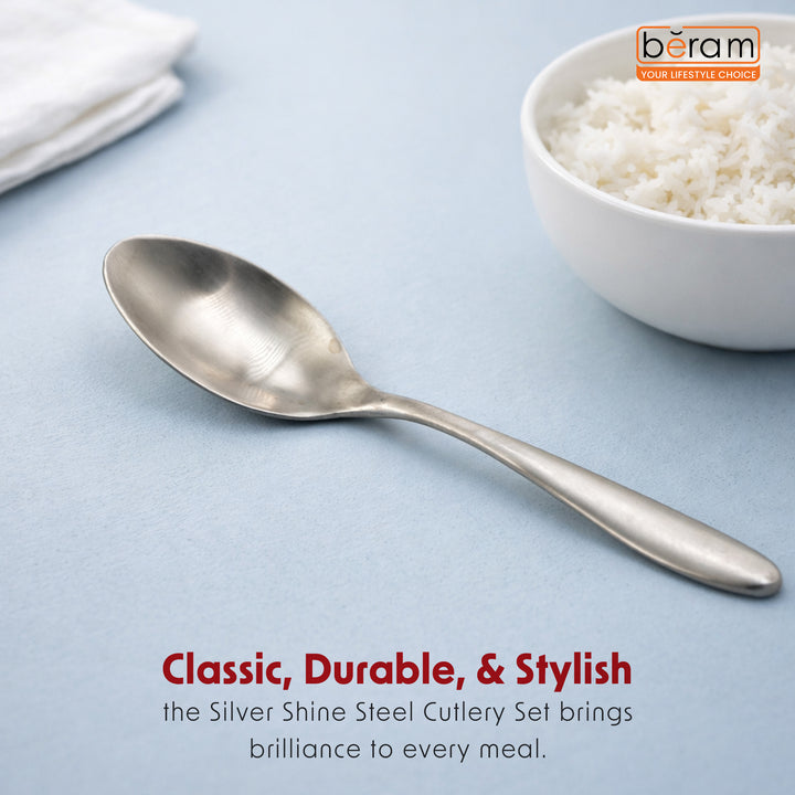 BERAM Silver Shine Steel Cutlery 18/10 Stainless Steel Flatware Polished Silver Tableware for Home, Restaurants & Hotels – Premium Kitchen Utensils Set