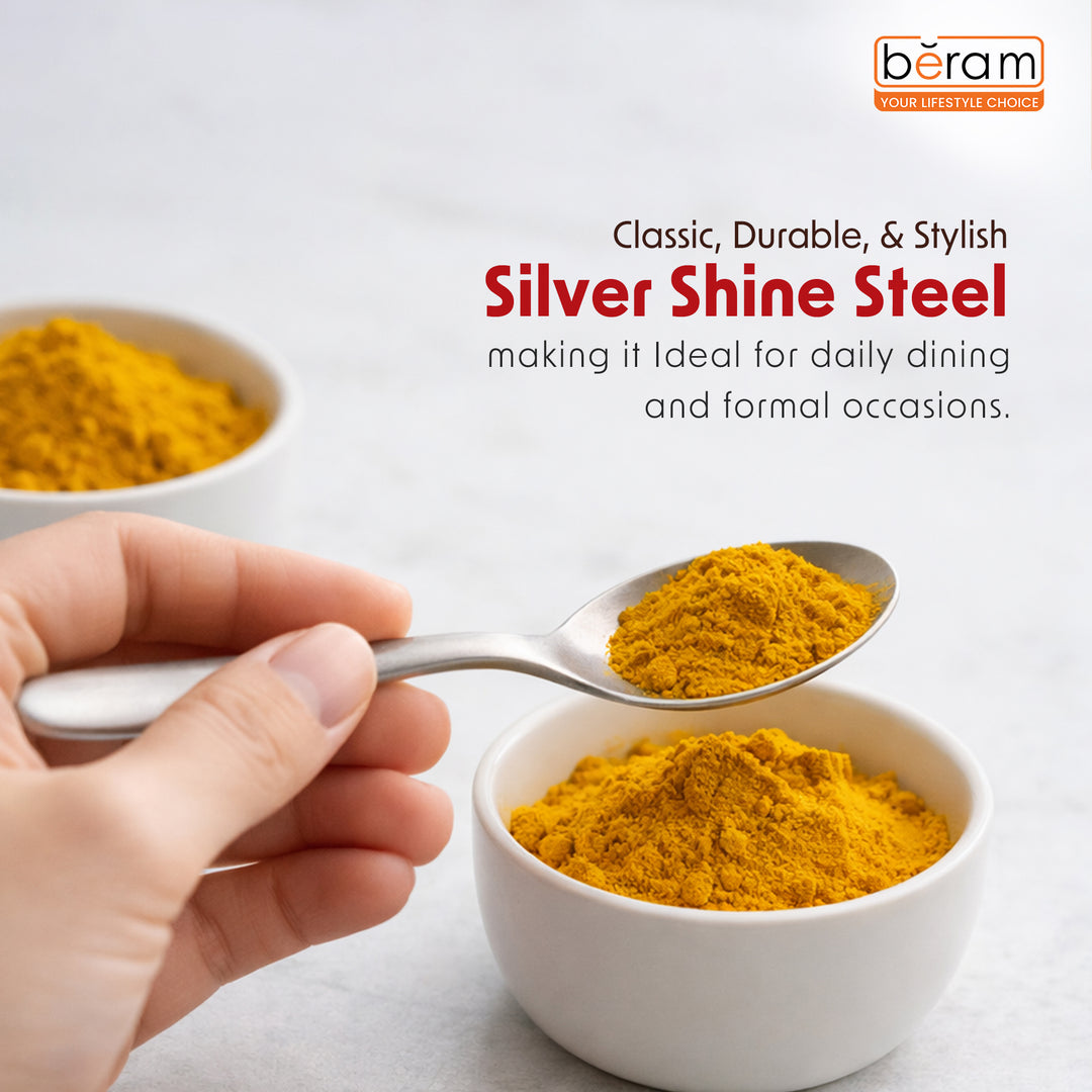 BERAM Silver Shine Steel Cutlery 18/10 Stainless Steel Flatware Polished Silver Tableware for Home, Restaurants & Hotels – Premium Kitchen Utensils Set