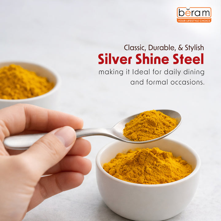 BERAM Silver Shine Steel Cutlery 18/10 Stainless Steel Flatware Polished Silver Tableware for Home, Restaurants & Hotels – Premium Kitchen Utensils Set