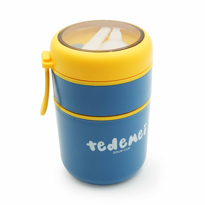 Stainless Steel Breakfast Cup 710ml Blue Insulated Food Jar with Lid SS316 Food Grade Steel Leakproof Soup Oatmeal & Lunch Container for Office School & Travel