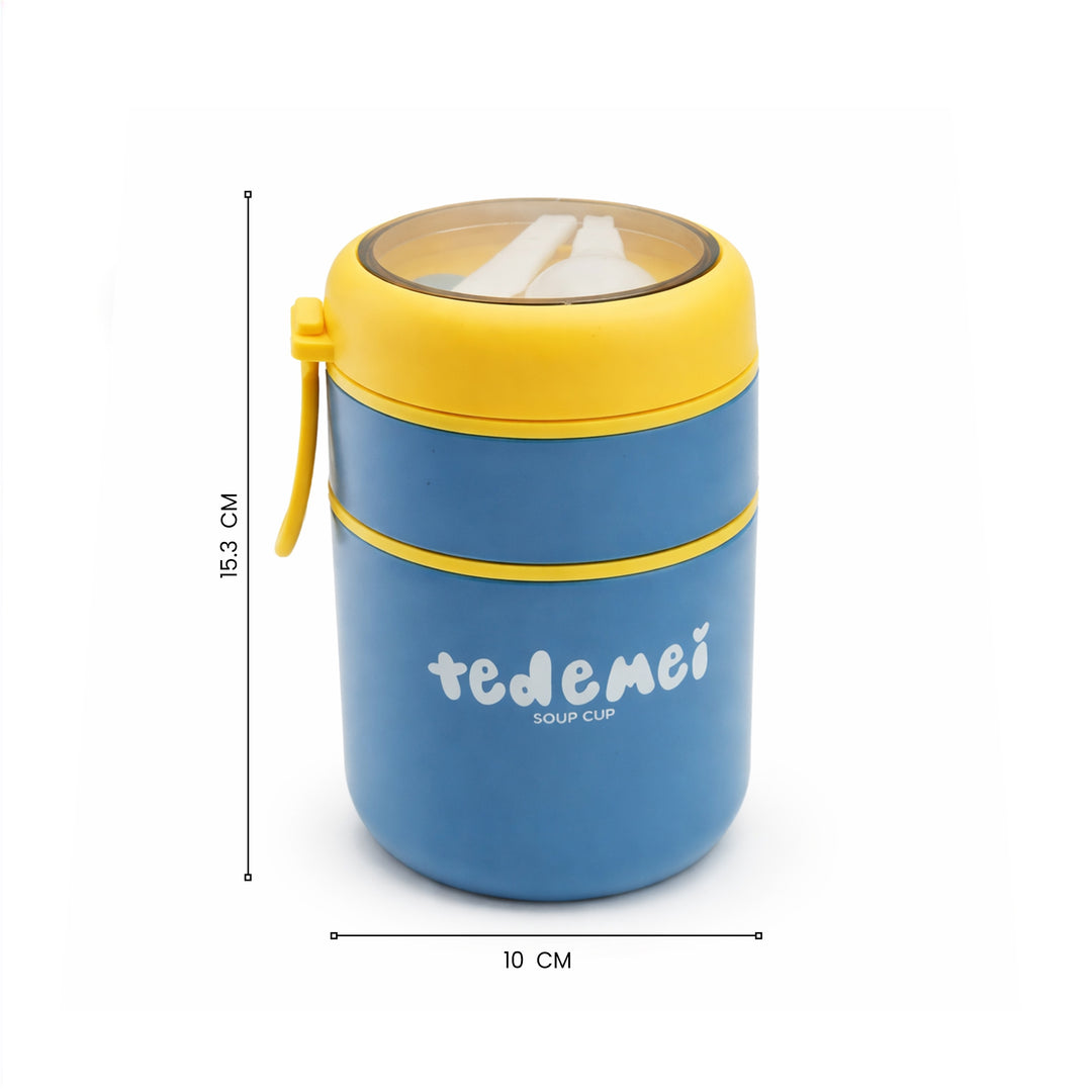 Stainless Steel Breakfast Cup 710ml Blue Insulated Food Jar with Lid SS316 Food Grade Steel Leakproof Soup Oatmeal & Lunch Container for Office School & Travel
