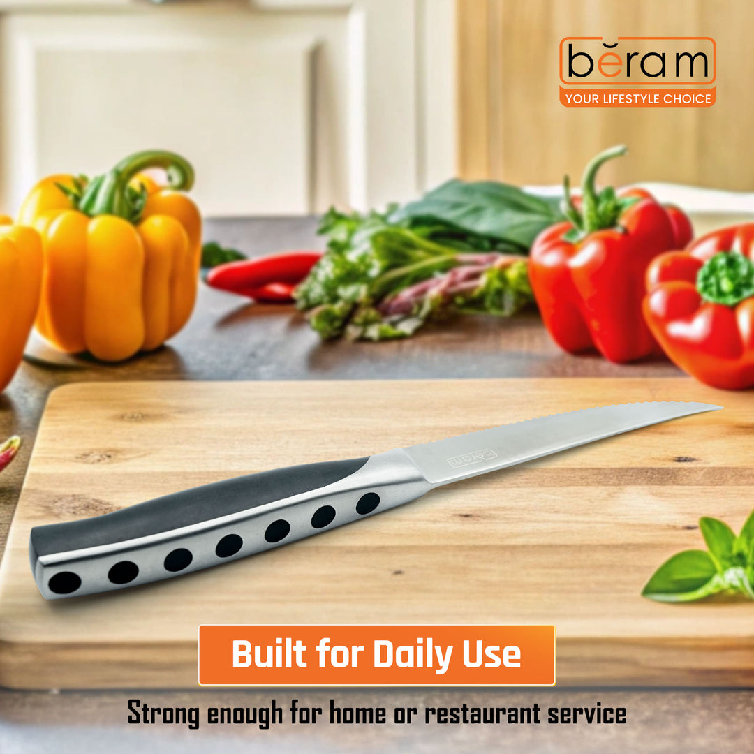 BERAM 4.5 Inch Steak Knife SS430&ABS Handle Stainless Steel Blade Rust Resistant Durable Ergonomic Precision-Cut Edges Effortless Slicing Table Knife for Meat Poultry