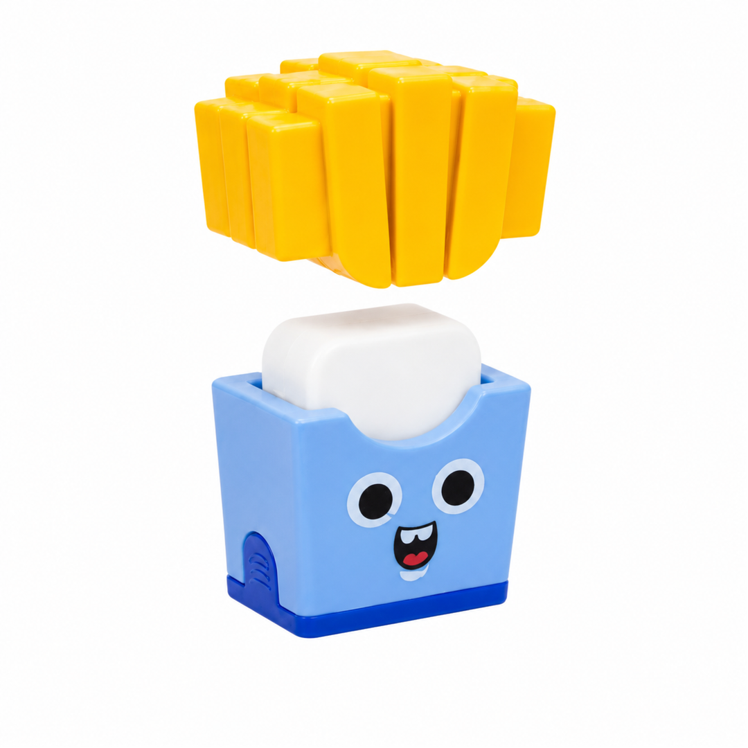 French Fries Pencil Sharpener with Eraser, Cute Cartoon Manual Pencil Sharpener with Attractive Design, Novelty Desk Sharpener for School, Office, Home, Study and Everyday Use