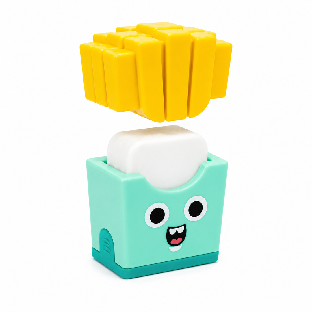 French Fries Pencil Sharpener with Eraser, Cute Cartoon Manual Pencil Sharpener with Attractive Design, Novelty Desk Sharpener for School, Office, Home, Study and Everyday Use
