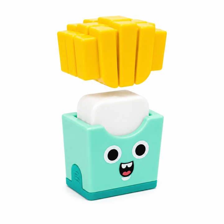 French Fries Pencil Sharpener with Eraser, Cute Cartoon Manual Pencil Sharpener with Attractive Design, Novelty Desk Sharpener for School, Office, Home, Study and Everyday Use
