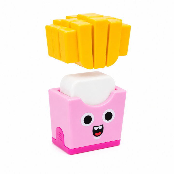 French Fries Pencil Sharpener with Eraser, Cute Cartoon Manual Pencil Sharpener with Attractive Design, Novelty Desk Sharpener for School, Office, Home, Study and Everyday Use