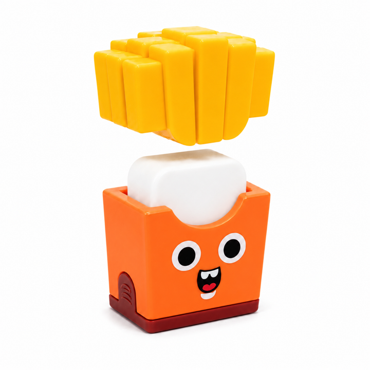 French Fries Pencil Sharpener with Eraser, Cute Cartoon Manual Pencil Sharpener with Attractive Design, Novelty Desk Sharpener for School, Office, Home, Study and Everyday Use